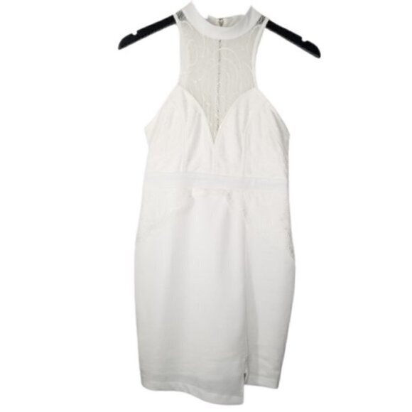 tea n cup White Lace Halter Neck Bodycon Dress - Picture 2 of 9